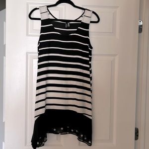 RAVEL KNIT TANK DRESS - BLACK/WHITE STRIPES & DOTS! SIZE L